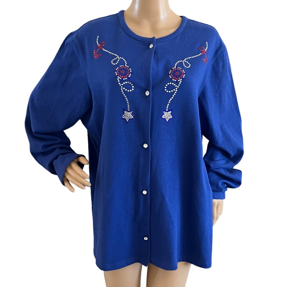Vintage The Quacker Factory Embellished Button-up Cardigan Sweater